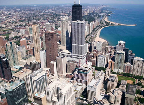 aerial view of downtown campus
