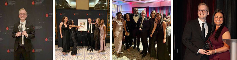 Collage of photos of Conner Imbody and his team at the LLS Man & Woman of the Year Grand Finale