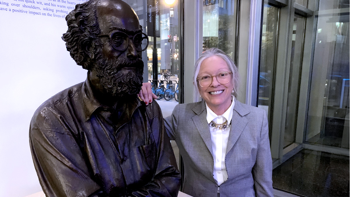 Ann Lurie with bust of Robert Lurie