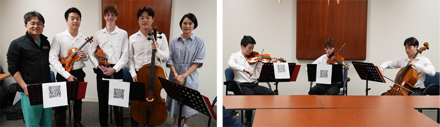 Group photo of the Windy City Youth Ensemble with parents and playing their instruments