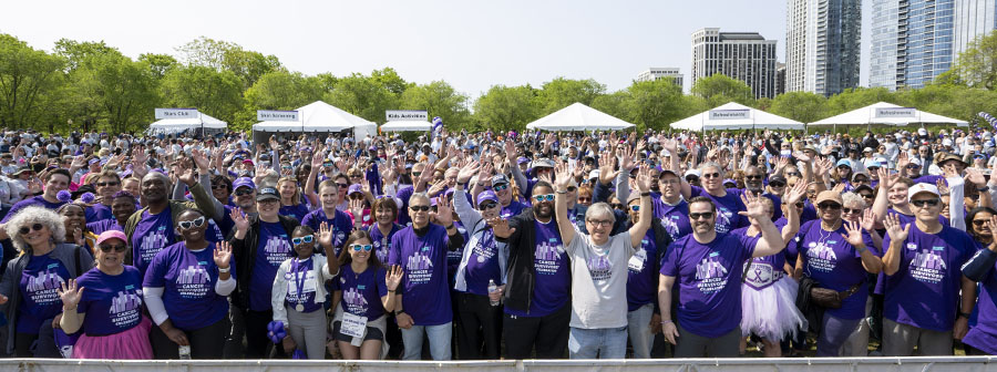 Cancer Survivors in purple t-shirts at this year's event