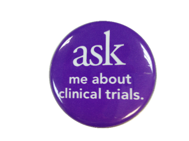 A button reading, "Ask Me About Clinical Trials"
