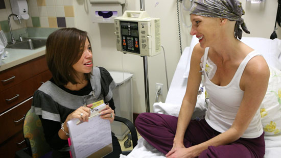 Patient with clinical trial staff