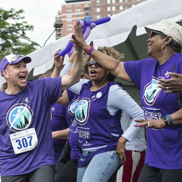 Cancer Survivors celebrating at the Lurie Cancer Center Celebration Walk & 5K