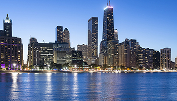 Chicago skyline viewed from Lake Michigan