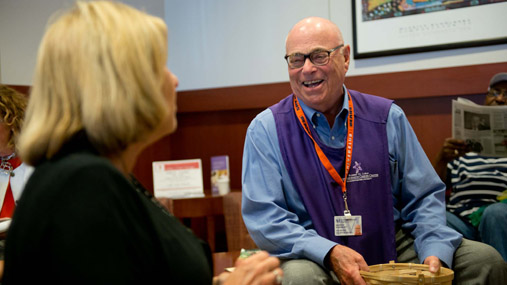 Supportive Oncology staff chatting with patient