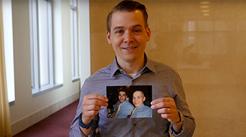 Patient holding photograph